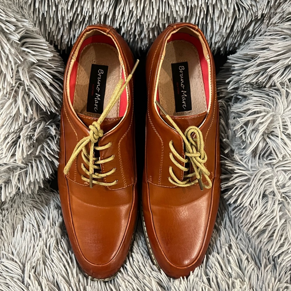 Dressy Men Brown Leather Lace up Shoes